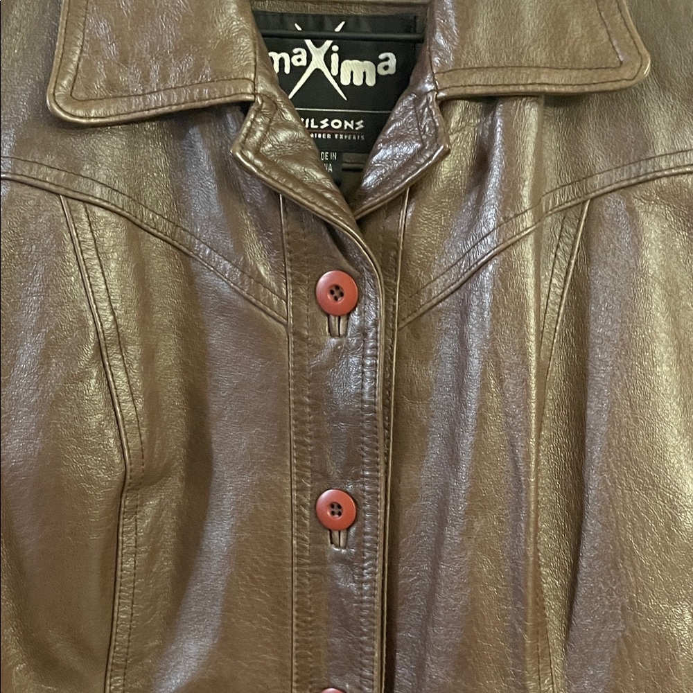 Wilsons Maxima Premium 1990s Leather Chocolate Brown Jacket